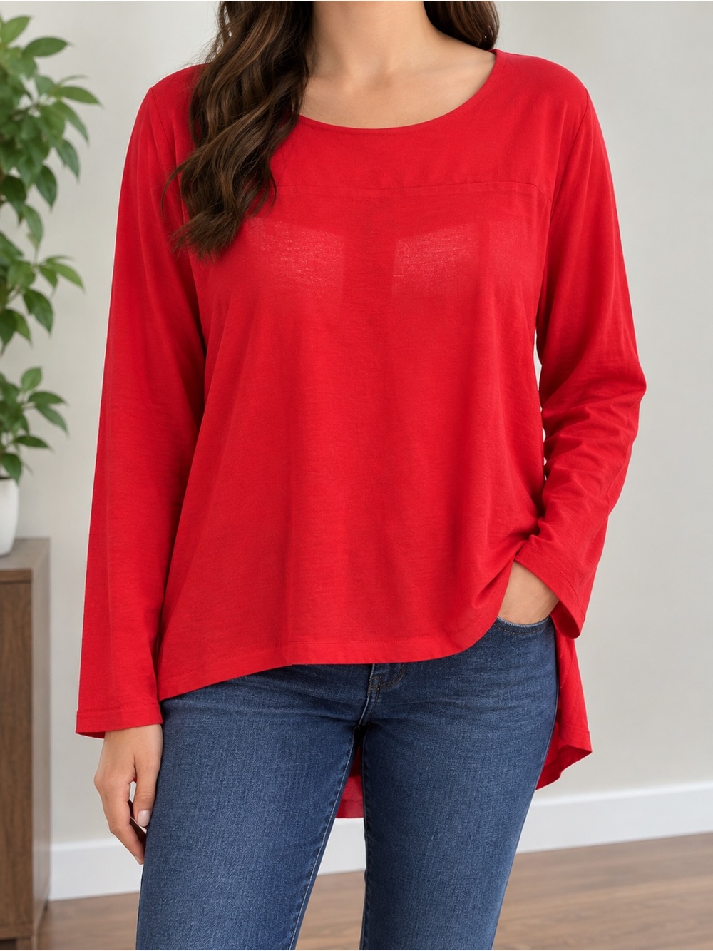 NIC+ZOE Red Long-Sleeve Layered Tee